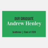 文字シンプルグリーン卒業パーティーのお願い 長方形シール (正面)