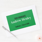 文字シンプルグリーン卒業パーティーのお願い 長方形シール (封筒)