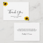 文字シンプルサンキューカードとヒマワリ ノートカード (正面/裏面)