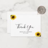 文字シンプルサンキューカードとヒマワリ ノートカード (正面/裏面インサイチュ)