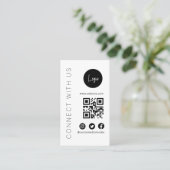 文字シンプルソーシャルメディアQRコード名刺 名刺 (スタンド正面)