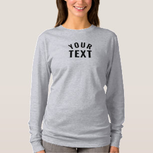 文字シンプルテンプレートウーメンズ長袖グレイ Tシャツ