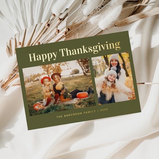 文字シンプルハッピーサンクスギビング 箔シーズンカード