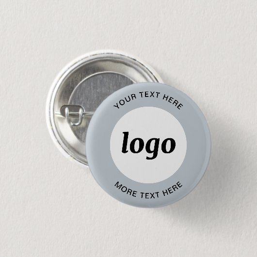 文字シンプルパウダーブルービジネスボタン付きロゴ 缶バッジ (正面&裏面)