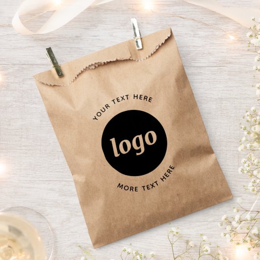 文字シンプルビジネスクラフト付きロゴ フェイバーバッグ (クリップ留めされた状態)