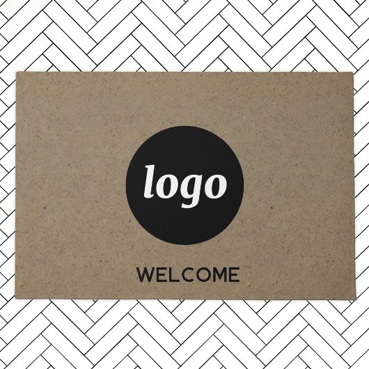 文字シンプルビジネス歓迎フォーマット付きロゴ ドアマット