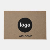 文字シンプルビジネス歓迎フォーマット付きロゴ ドアマット (正面)