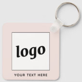 文字シンプルビジネス赤面ピンク付きロゴ キーホルダー (裏面)