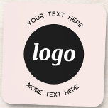 文字シンプルビジネス赤面ピンク付きロゴ コースター<br><div class="desc">このデザインに独自のロゴと文字の選択を追加する。上または下の文字もしを削除ミニマリストとプロフェッショナル。従業員素晴らしブランディング、または顧客および顧客のプロモーション製品として。</div>