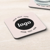 文字シンプルビジネス赤面ピンク付きロゴ コースター (左側)