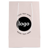 文字シンプルビジネス赤面ピンク付きロゴ ミディアムペーパーバッグ (裏面)