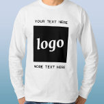 文字シンプルビジネスTシャツ付きロゴ Tシャツ<br><div class="desc">このデザインに独自のロゴと文字の選択を追加する。上または下の文字もしを削除ミニマリストとプロフェッショナル。従業員素晴らしのブランディング、ユニフォーム、企業のイベントやトレードショー、または顧客や顧客のためのプロモーション製品として。</div>