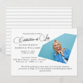 文字シンプルフォトお祝いのライフ招待状 招待状 (正面/裏面)