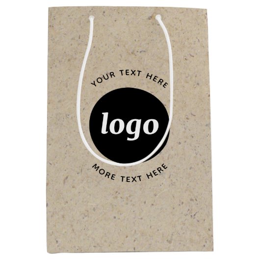 文字シンプルブラウン紙付きロゴ ミディアムペーパーバッグ (正面)