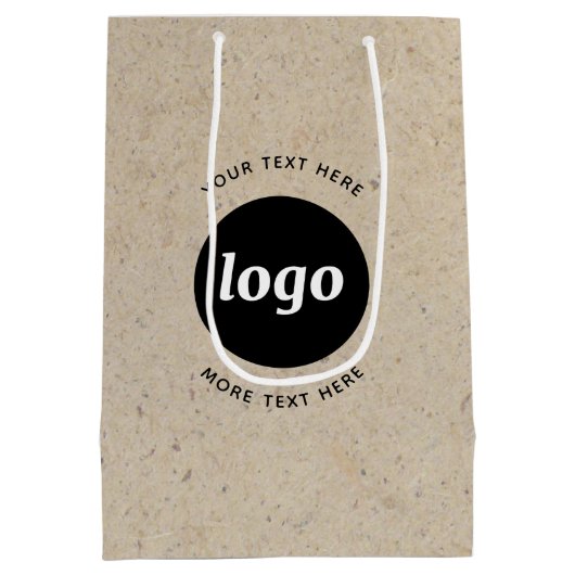 文字シンプルブラウン紙付きロゴ ミディアムペーパーバッグ (裏面)
