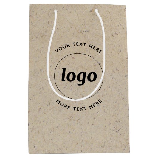 文字シンプルブラウン紙付きロゴ ミディアムペーパーバッグ (正面)