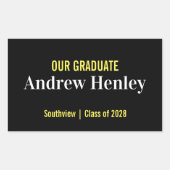 文字シンプルブラックと金ゴールド卒業党のお願い 長方形シール (正面)