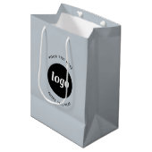 文字シンプルブルー付きロゴ ミディアムペーパーバッグ (正面アングル)