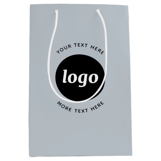 文字シンプルブルー付きロゴ ミディアムペーパーバッグ (正面)