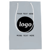 文字シンプルブルー付きロゴ ミディアムペーパーバッグ (正面)