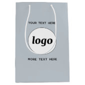 文字シンプルブルー付きロゴ ミディアムペーパーバッグ (正面)