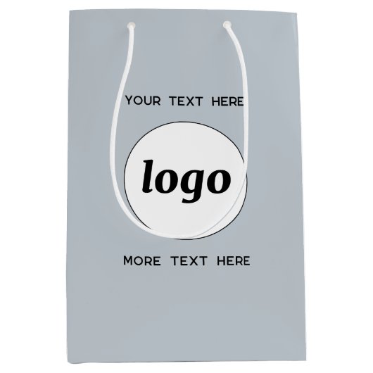 文字シンプルブルー付きロゴ ミディアムペーパーバッグ (正面)