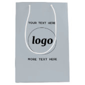 文字シンプルブルー付きロゴ ミディアムペーパーバッグ (正面)