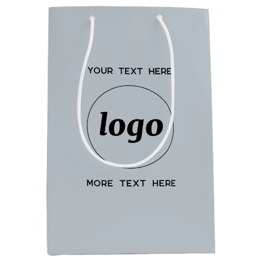 文字シンプルブルー付きロゴ ミディアムペーパーバッグ (正面)