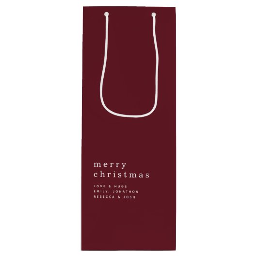 文字シンプルメリークリスマスネームブルゴーニュ ワインギフトバッグ (正面)