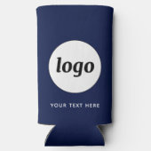 文字シンプルロゴ事業宣伝海軍ブルー スリム缶クーラー (裏面)