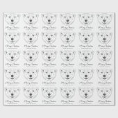 文字シンプル付き極性ベアヘッドラインアートスケッチ ラッピングペーパー (フラット)