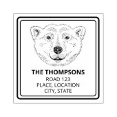 文字シンプル付き極性ベアヘッドラインアートスケッチ ラバースタンプ (インプリント)