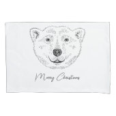 文字シンプル付き極性ベアヘッドラインアートスケッチ 枕カバー (正面左)