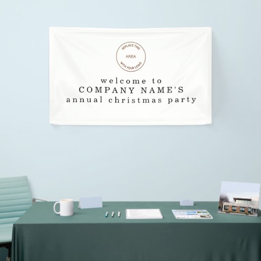 文字シンプル会社のロゴウェルカムクリスマスパーティー 横断幕 (トレードショー)