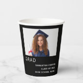 文字シンプル写真2022卒業ブラック 紙コップ (正面)