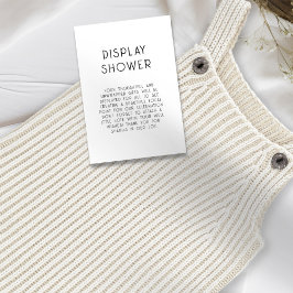 文字シンプル白黒ベビー表示シャワー 招待状