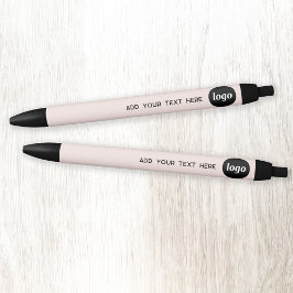 文字シンプル赤面ピンクビジネス付きロゴ 黒ボールペン