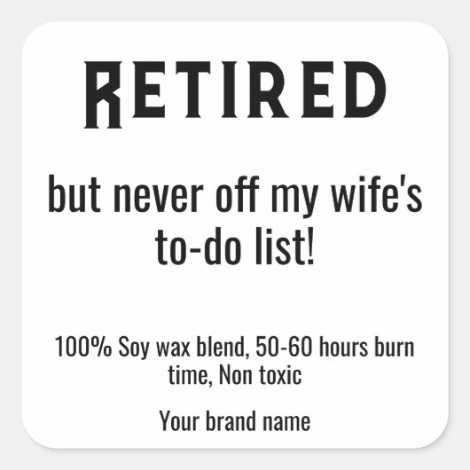 文字シンプル退職用キャンドルシール スクエアシール (正面)