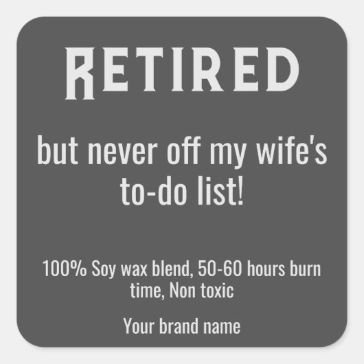 文字シンプル退職用キャンドルシール スクエアシール (正面)