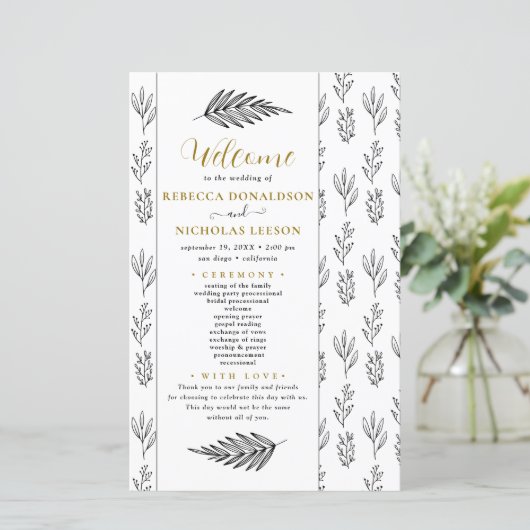 文字スクリプトミニマル結婚式 プログラム (スタンド正面)