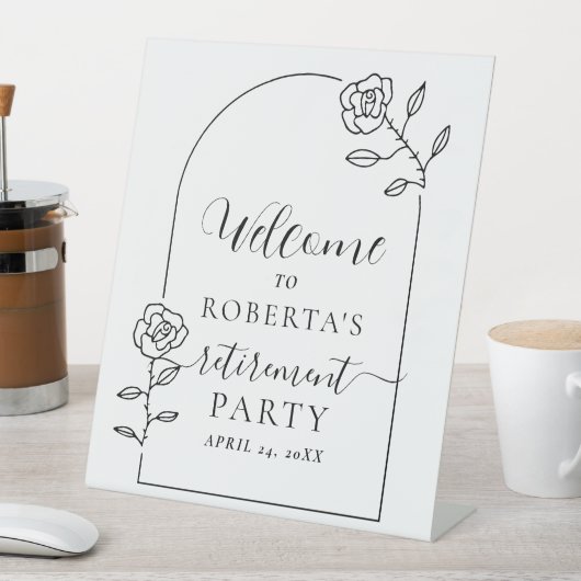 文字スクリプト退職パーティーへようこそ 台座サイン (インサイチュ)