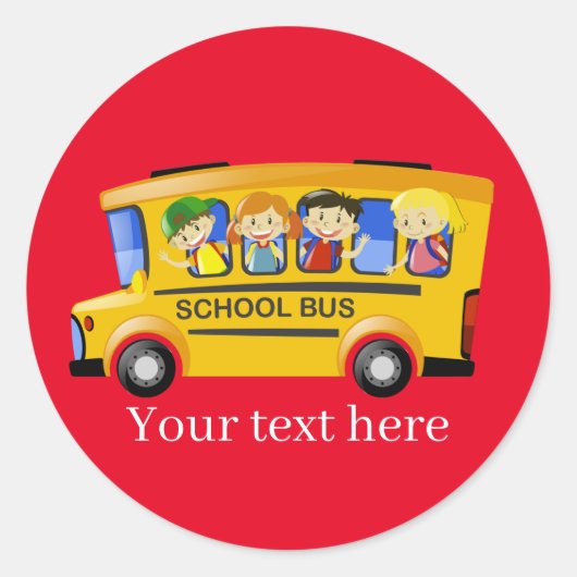 文字スクールバスの追加 ラウンドシール (正面)