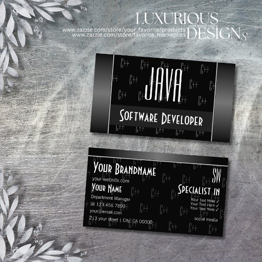 文字スタイリッシュ付き白黒カッコいいパターン 名刺