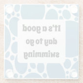 文字テンプレート及び青色模様 ガラスコースター (裏面)