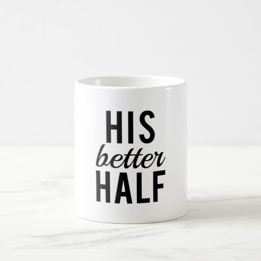 文字デザインな彼のよい半分の単語の芸術 コーヒーマグカップ (中央)