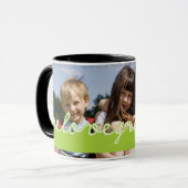 文字デザインな父の日愛祖父の写真の緑 マグカップ (正面左)