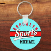 文字デザイン: SPORTS white +自分の文字とアイディア キーホルダー (正面)