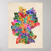 文字ドイツの地図 ポスター (正面)