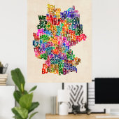 文字ドイツの地図 ポスター (ホームオフィス)