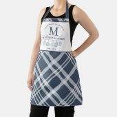 文字ネイビカスタムーブルーホワイトバッファロープレイドモノグラム エプロン (インサイチュ)